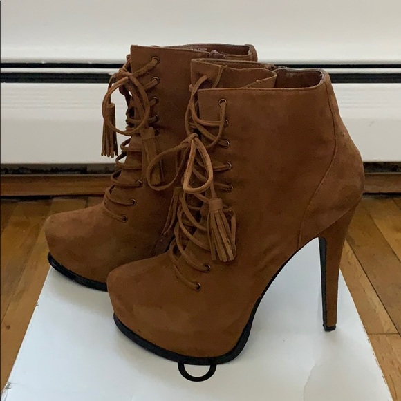 Lace up, platform booties - Picture 2 of 6